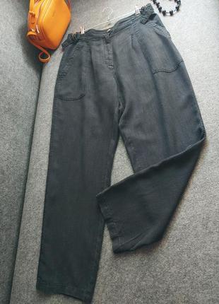 Свободнве натуральные брюки черного цвета 48 размера8 фото
