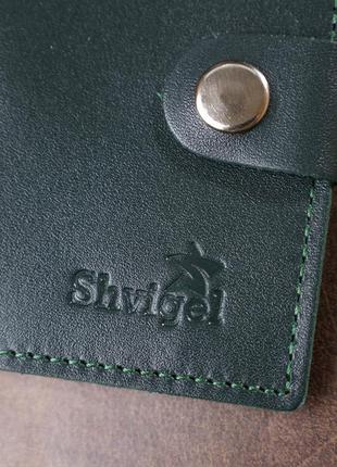 Невелике шкіряне портмоне shvigel 16490 зелений6 фото