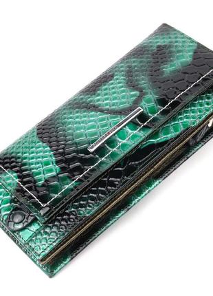 Лакований жіночий горизонтальний гаманець із натуральної шкіри...