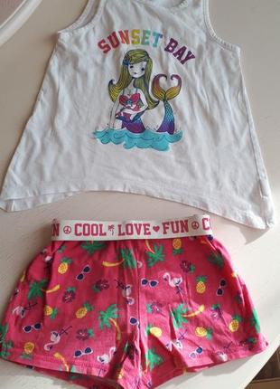 Костюм комплект 2-ка the children's place, 5-6 років, шорти і майка топ бавовна, русалка