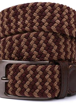 Гарний текстильний ремінь vintage 20813 коричневий
