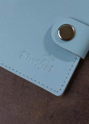 Жіноче класичне шкіряне портмоне shvigel 16470 блакитне8 фото