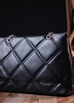 Класична жіноча сумка з екошкіри vintage 18713 чорний8 фото