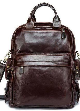 Рюкзак – трансформер шкіряний vintage 14889 коричневий, коричн...1 фото