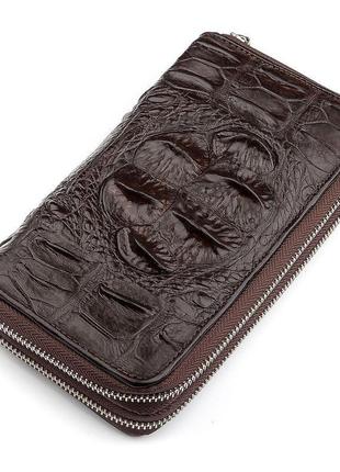 Клатч на дві блискавки crocodile leather 18271 з натуральної ш...