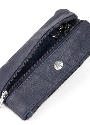 Гаманець-ключниця з кишенькою унісекс st leather 19349 темно-с...5 фото