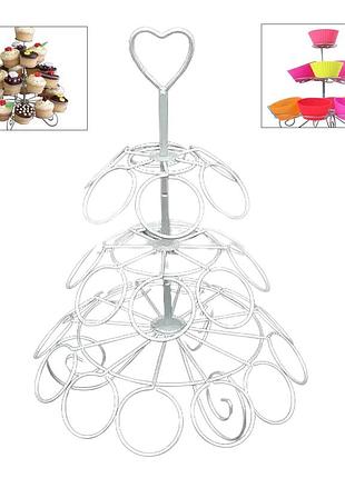 Стойка фуршетная многоуровневая для кексов маффинов металлическая подставка для капкейков стенд этажерка