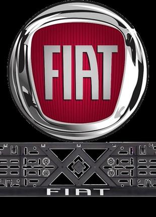 Рамка под номер книжка  "fiat"  рельефная хром улучшенная пара