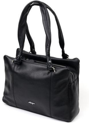 Практична жіноча сумка з ручками karya 20890 шкіряна чорний
