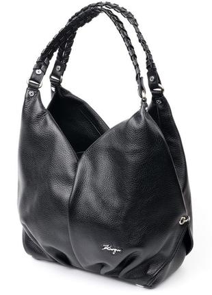 Практична жіноча сумка з ручками karya 20879 шкіряна чорний