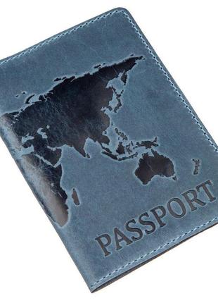 Обкладинка на паспорт shvigel 13956 шкіряна матова синя, синій
