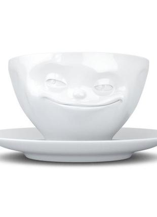 Чашка з блюдцем для кави tassen "хитра посмішка" (200 мл), фарфор2 фото