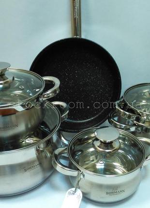 Набір посуду bohmann bh 0522 з нержавіючої сталі 12 предметів