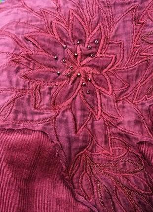 Красивая юбка из микровельвета с цветами из шелка и биссера,54-58разм.10 фото