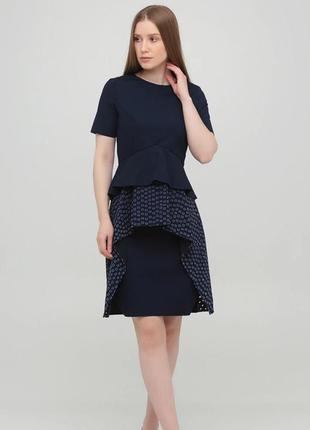 Темно-синее кэжуал платье cos с геометрическим узором1 фото