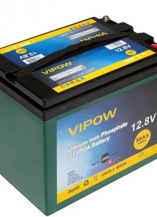 Акумуляторна батарея vipow lifepo4 12.8v 50ah із вбудованою вм...