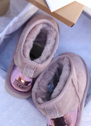 Угги ugg mini pink metallic уггі сапоги10 фото