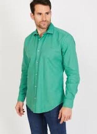 Рубашка мужская бренд melka швеция сканди сочно зеленая 100% хлопок relax fit casual