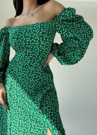 Тендітна принтована сукня міді10 фото