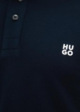 Поло мужское boss cotton-piqué regular-fit polo shirt with white logo hb-15269nv m4 фото