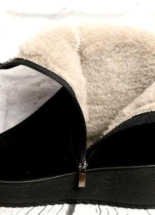 Чоботи жіночі замшеві чорні зимові на танкетці foot step код-(...10 фото