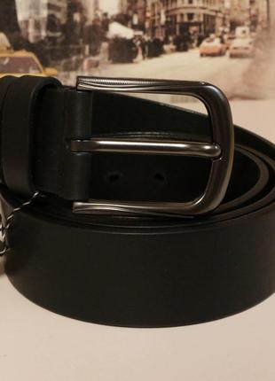 Ремінь чоловічий класичний брючний шкіряний чорний