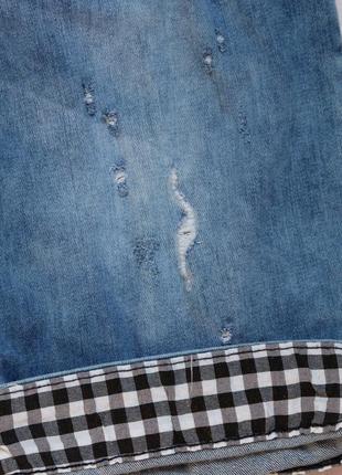 Шорти джинсові чоловічі сині з потертостями звужені на манж...4 фото