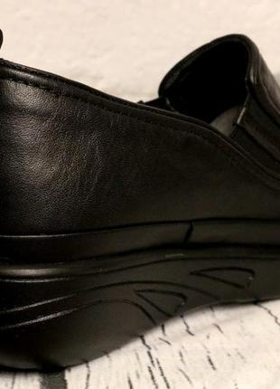 Жіночі туфлі комфорт шкіряні чорні на гарну повноту, невелика ...4 фото