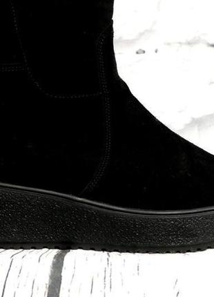 Чоботи жіночі замшеві чорні зимові на танкетці foot step код-(...3 фото