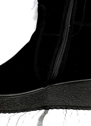 Чоботи жіночі замшеві чорні зимові на танкетці foot step код-(...6 фото
