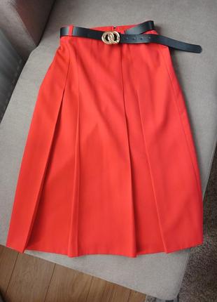 Шикарная красная юбка миди2 фото