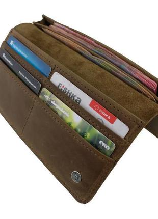 Жіночий великий шкіряний гаманець купюрник із натуральної шкір...4 фото