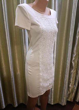 Белое платье с кружевом3 фото