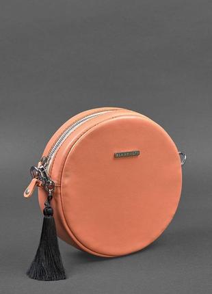 Жіноча шкіряна кругла сумка через плече крос-боді з натурально...4 фото
