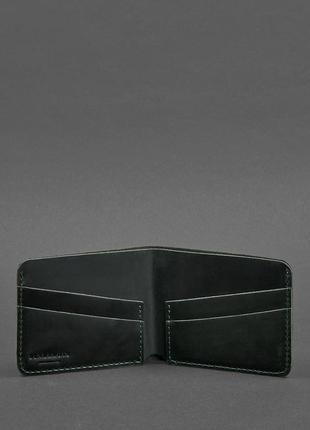 Шкіряний чоловічий гаманець портмоне з натуральної шкіри зелений3 фото