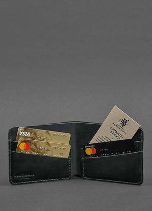 Шкіряний чоловічий гаманець портмоне з натуральної шкіри зелений4 фото