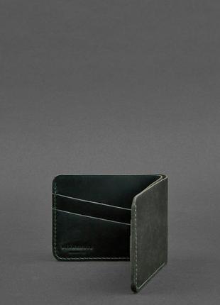 Шкіряний чоловічий гаманець портмоне з натуральної шкіри зелений5 фото