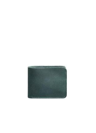 Шкіряний чоловічий гаманець портмоне з натуральної шкіри зелений6 фото