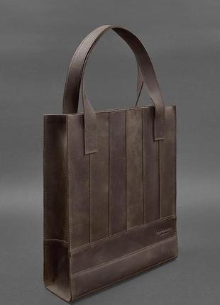 Шкіряна жіноча сумка-шопер, шопер із натуральної шкіри темно-к...2 фото