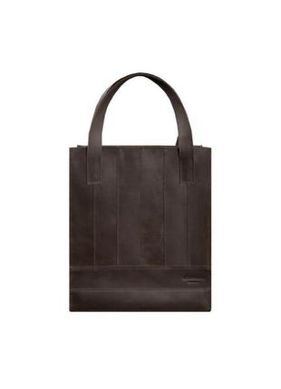 Шкіряна жіноча сумка-шопер, шопер із натуральної шкіри темно-к...10 фото