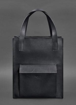 Жіноча шкіряна сумка шоппер, шопер з натуральної шкіри синя2 фото