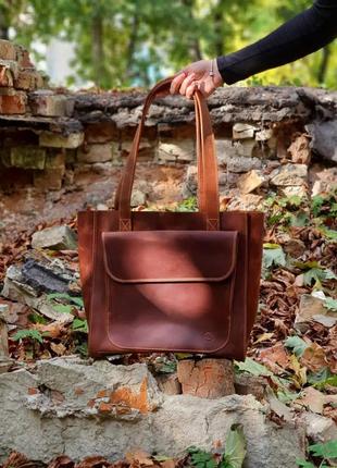 Жіноча шкіряна сумка-шопер, шопер із натуральної шкіри світло-...2 фото