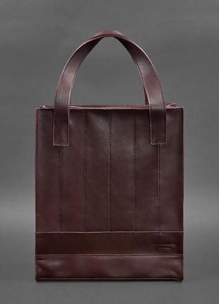 Шкіряна жіноча сумка-шопер, шопер із натуральної шкіри бордова