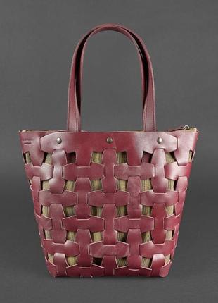 Шкіряна плетена жіноча сумка-шопер, сумка-шопер із натуральної...