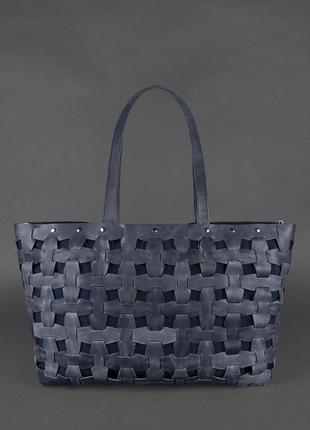 Шкіряна плетена жіноча велика сумка-шопер, сумка-шопер із нату...2 фото