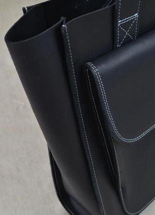 Жіноча шкіряна сумка-шопер, шопер із натуральної шкіри чорний8 фото