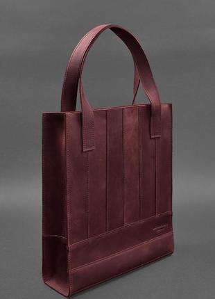 Шкіряна жіноча сумка-шопер, шопер із натуральної шкіри бордова2 фото
