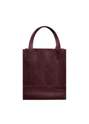 Шкіряна жіноча сумка-шопер, шопер із натуральної шкіри бордова10 фото