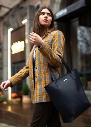 Шкіряна жіноча сумка-шопер, шопер із натуральної шкіри темно-синя10 фото