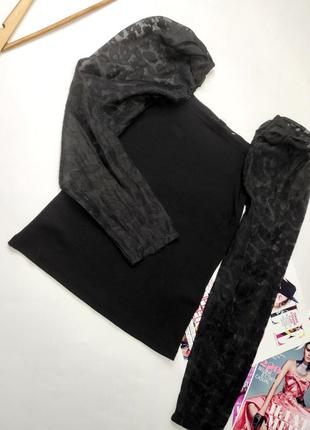 Блуза женская черная в рубчик с рукавами фонариками от бренда new look s m3 фото